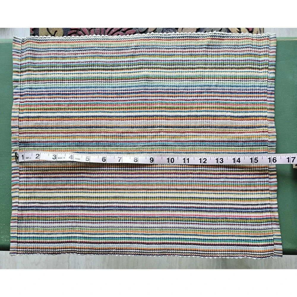 Placemat Multicolor Striped Cloth Rectangle Heavy Fabric Boho Display Colorful